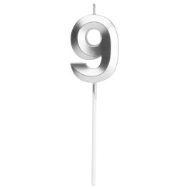 Party Time Vela Aniversario Cifra 9 Plata 3,5x0,7 cm Altura 13 cm Precio: 1.5900005. SKU: B1JJQ85ES4