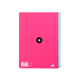 Antartik Cuaderno espiral A4 micro tapa dura 80h 100 gr cuadro 5mm rosa fluor