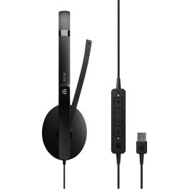 EPOS Auriculares Adapt 160T USB II para Oficina y Centro de Llamadas, Binaurales, Diadema, Conexión USB, Micrófono con Cancelación de Ruido, Color Negro