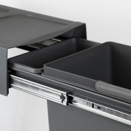 Emuca Contenedor de reciclaje para fijación inferior y extracción manual en mueble de cocina Recycle 1x20litros, Plástico gris antracita