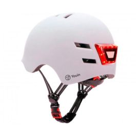 Youin Casco para Bicicleta Eléctrica o Patinete con LED Frontal y Trasero, Blanco, Talla M - MA1011M
