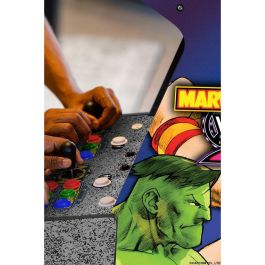 Arcade1Up Máquina Recreativa Marvel vs Capcom II con Elevador, 8 Juegos Clásicos y 56 Personajes, Juego Online WiFi