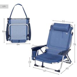 Silla playa aluminio plegable 4 posiciones 51x45x76cm con cojin,bolsillo y asa. Silla playa aluminio plegable 4 posiciones 51x45x76cm con cojin,bolsillo y asa.