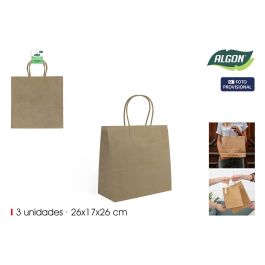 Set de 3 bolsas de papel Kraft 26x17x26 cm Algon (24 Unidades) Precio: 24.89999952. SKU: B1JWX4CRXL