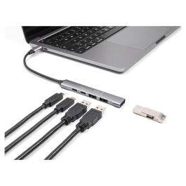 DeLOCK 64298 Hub USB-C Slim de 4 Puertos, 1x USB-A 10 Gbps + 2x USB-A 2.0 + 1x USB-C 2.0, con Power Delivery 95W, Aluminio, Plug & Play, para Windows, Mac, Linux