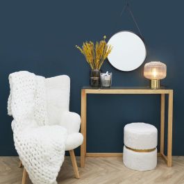 Home Deco Factory Espejo Lounge con Asa Negra, Diámetro 50 cm