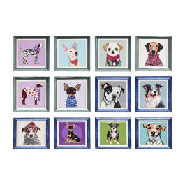 DKD Home Decor Posavasos Perro Dolomite Corcho Multicolor 10.8x10.8x0.7 cm (72 Unidades)