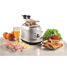 Ariete 149/01 Tostador Moderna 2 Ranuras Blanco con Pinzas, 6 Niveles de Dorado, Descongelado, Recalentado y Cancelación