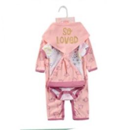 DKD Home Decor Set 4 Decoración Bebé de Algodón Rosa y Azul, para 0-6 meses, 1 x 40 x 55 cm, Surtido Aleatorio