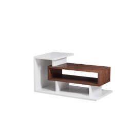 DKD Home Decor Mueble TV Moderno Blanco Marrón de MDF 110x60x58 cm con 1 Estantería Desmontable