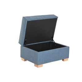 DKD Home Decor Reposapiés Urban Azul Poliéster Madera 50 x 70 x 40 cm con Almacenaje Interior