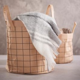 Day Cesta Diámetro 30 cm Altura 30 cm Multiusos Papel Cuadros con Asas