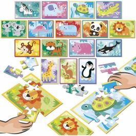 Educa Puzzle Battle Jr Animales EDU1747456973337 - 16 Puzzles de 9 Piezas Cada Uno - Para Niños a partir de 4 Años