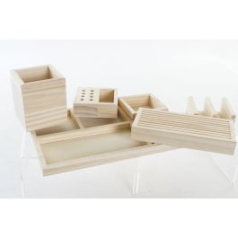 DKD Home Decor Organizador Scandi de Madera Natural 23x12x35 cm, Lapicero (Pack de 2)
