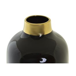DKD Home Decor Jarrón Moderno de Porcelana Bicolor Dorado 16 x 41 x 16 cm