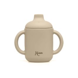 KioKids Taza de Silicona Beige con Asas para Bebés +4 meses, Aptas Microondas y Lavavajillas, 120ml
