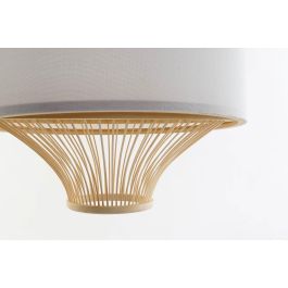 DKD Home Decor Lámpara de Techo Balines de Bambú y Poliéster Blanco Natural 40x40x52cm con Casquillo E27 50W