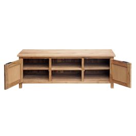 DKD Home Decor Mueble TV Balinés de Madera Teca Reciclada y Ratán 140 x 45 x 50 cm