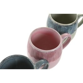 DKD Home Decor Mug Moderno Gres Esmaltado Verde Azul 450ml (12 Unidades) Apto Microondas y Lavavajillas 9 x 9.5 x 12.5 cm