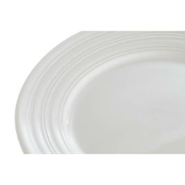 DKD Home Decor Plato Básico de Porcelana Blanco | Vajilla Set de 4 Piezas | Dimensiones 19x19x2 cm | Apto Microondas y Lavavajillas
