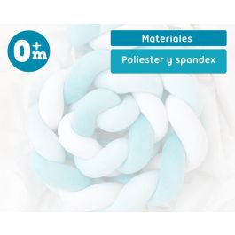 KioKids Trenza Protectora Acolchada para Cuna y Cama Bebé | Chichonera Infantil Anti-golpes | Color Azul 1,50 M | Desde 0 Meses