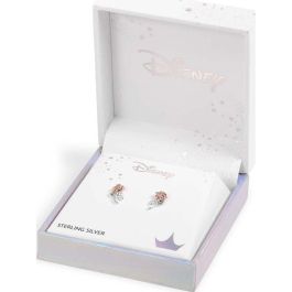 Disney Pendientes Rosa La Bella y la Bestia Plata 925