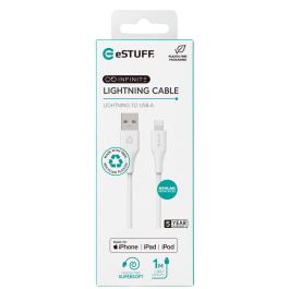 eSTUFF Cable Lightning Super Suave INFINITE 1m Certificado MFi - 100% Plástico Reciclado Libre de PVC