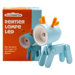 RealPower 486311 Lámpara LED para Bolsa o Taschenlampe, Diseño de Ciervo Azul, Funciona con Baterías LR41