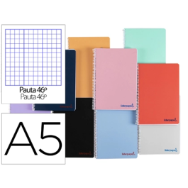 Liderpapel Cuaderno espiral A5 Wonder tapa plástico 80 hojas 90g Rayado nº46 colores surtidos