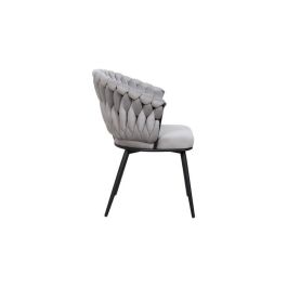DKD Home Decor Silla Moderna Gris y Negro Poliéster y Metal L 60 x An 66 x Al 84 cm Asiento 48 cm Desmontable