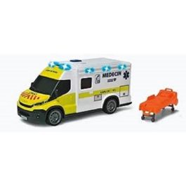 Dickie Toys SMOB203713014002 Ambulancia Samu IVECO Daily con Rueda Libre y Efectos de Luz y Sonido