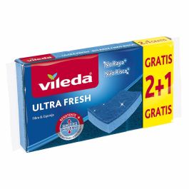 Vileda Estropajo Ultra Fresh No Raya con Esponja Multiusos Pack 2+1 Azul