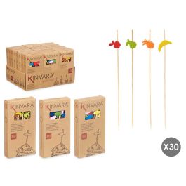 Set 30 Brochetas Comida Surtidos Kinvara 8.5x16x2.5 cm Bambú Colores Variados (48 Unidades)