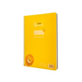 Cuaderno Espiral Liderpapel Din A4 Pautaguia Tapa Plastico80H 90 gr Cuadro Pautado 4 mm Con Margen Color Amarillo 5 unidades