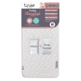 Tineo Colchón climatizado 60x120 cm antiácaros, antibacterial, antimoho de espuma, con sábana bajera y cubrecolchón para bebé