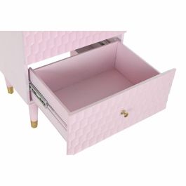 Mesita de Noche DKD Home Decor 52 x 42 x 65 cm Metal Rosa claro Madera de mango