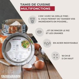 Fackelmann AAARV39584 - Juego de 2 Coladores de Cocina Extrafinos de Acero Inoxidable - Basic - 18 cm