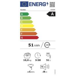 Lavadora Cecotec 10950 Autodose Inverter 3D Titanium A 1400 rpm 10 kg