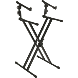 QUIKLOK Soporte Teclado QL642 Formato "X" 2 Niveles Doble Perfil Acero Negro Altura Regulable