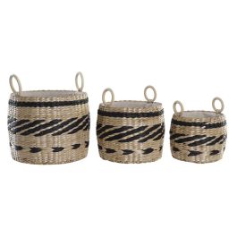 Cesta Colonial DKD Home Decor Natural Negro 30 x 25 x 30 cm Set de 3 Precio: 55.50000049. SKU: B1FRWL6VV4