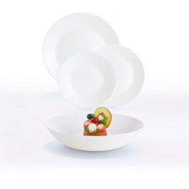 Luminarc Zelie Vajilla Opal 18 Piezas para 6 Personas Vidrio Templado Blanco Extra Resistente Apto Microondas Lavavajillas