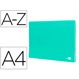 Liderpapel Carpeta Clasificador Fuelle Polipropileno DIN A4 Verde Opaco 13 Departamentos Cierre Gomas 2 Huecos Tarjetas Etiquetas Meses A-Z Precio: 4.94999989. SKU: B14E43PDAB