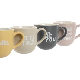 Mug Scandi DKD Home Decor Rosa Amarillo 9 x 9.4 x 13 cm Set de 4