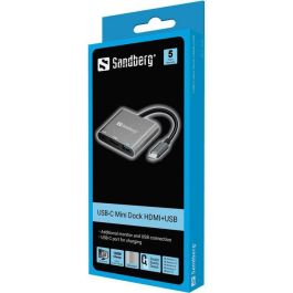 Sandberg USB-C Mini Dock HDMI+USB con Puerto USB 3.0 y Carga para MacBook