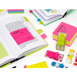Milan Bloc Notas Adhesivas Removibles Plástico Translúcidas Rosa Fluorescente 76x76 mm 50H