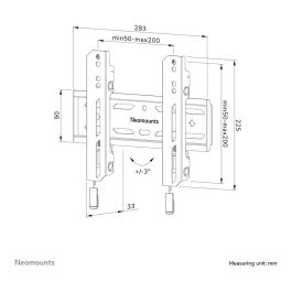 Neomounts Soporte de Pared Fijo para TV WL30S-850BL12, Pantallas de 24-65", Máx. 40 kg, VESA 50x50-200x200, Ajuste de Nivel, Bloqueable, Instalación Rápida - Negro