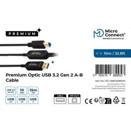 MicroConnect Cable USB 3.2 Gen 2 A-B de Fibra Óptica Premium, 10 Metros