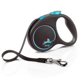 Flexi Correa Black Design S Cinta 5M Azul para Perros - Diseño Negro con Contraste Vibrante