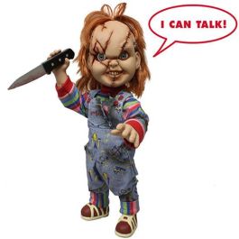 MEZCO TOYZ Figura Chucky El Muñeco Diabólico parlante 38cm Articulado con Voz y Cuchillo