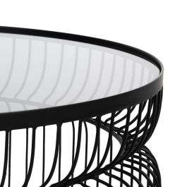 S/2 Mesa Centro Negro Metal-Cristal 65 X 65 X 40 cm
